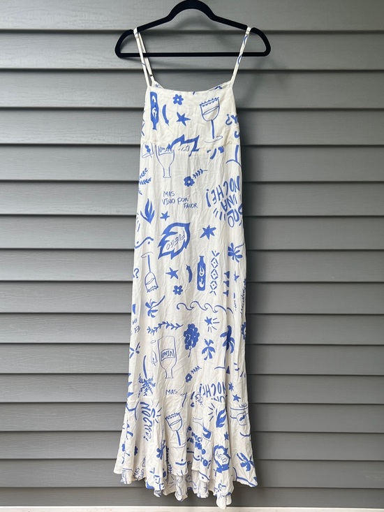 Paper Heart Dresses & Skirts - Paper Heart Anthropologie Maxi Dress Vino Tie Back Size S White Blue Summer